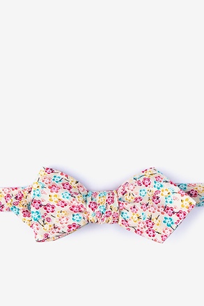 _Descano Beige Diamond Tip Bow Tie_