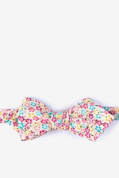 Beige Cotton Descano Diamond Tip Bow Tie