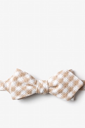 Kingman Beige Diamond Tip Bow Tie