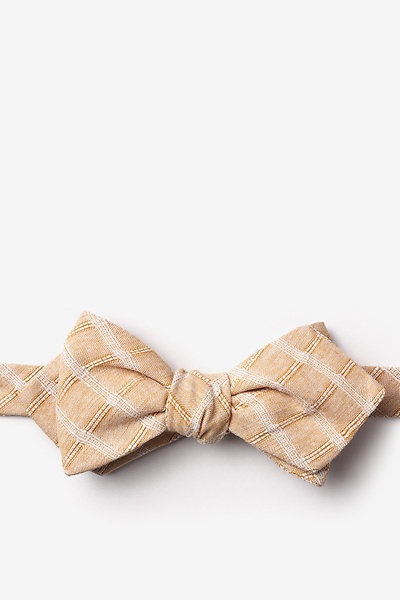 Beige Cotton Yakima Diamond Tip Bow Tie