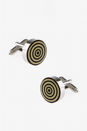 _Thick Round Circles Beige Cufflinks_