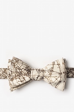 _Vintage Star Chart Beige Self-Tie Bow Tie_
