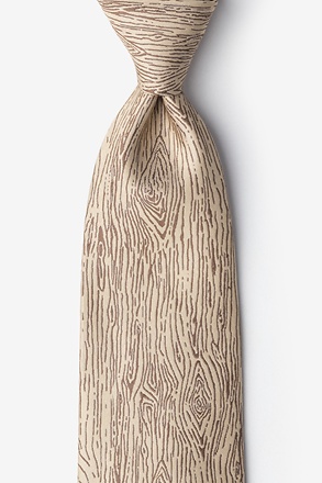 Wood Grain Beige Extra Long Tie