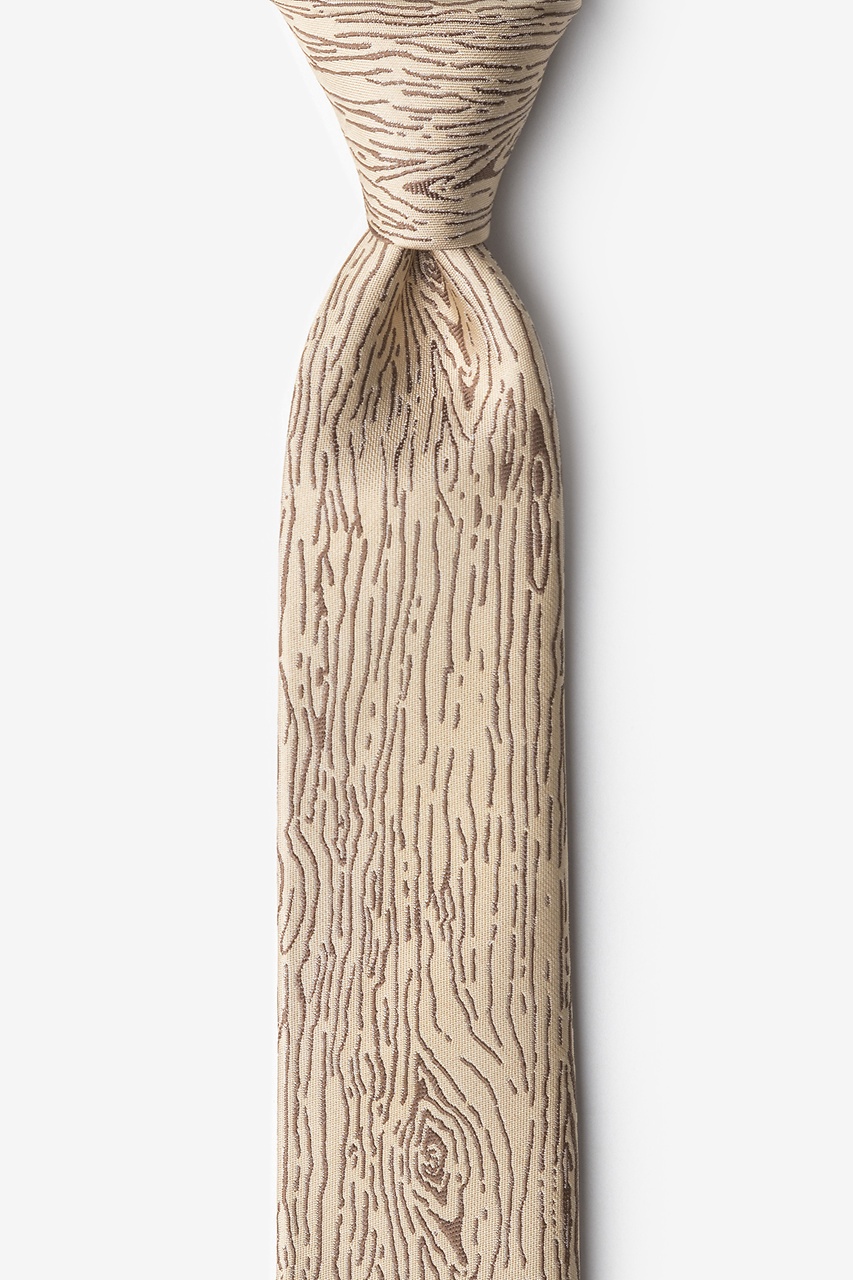 Wood Grain Beige Skinny Tie Photo (0)
