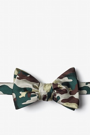 Woodland Camo Beige Self-Tie Bow Tie