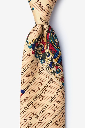 Illuminated Music Score Beige Tie