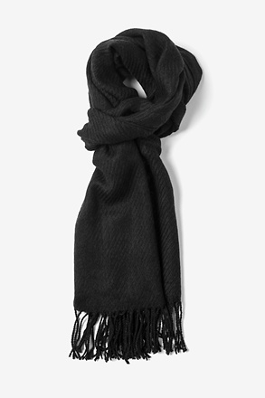 Black Calgary Fringed Scarf