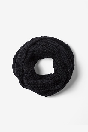 Black Geneva Cable Knit Infinity Scarf