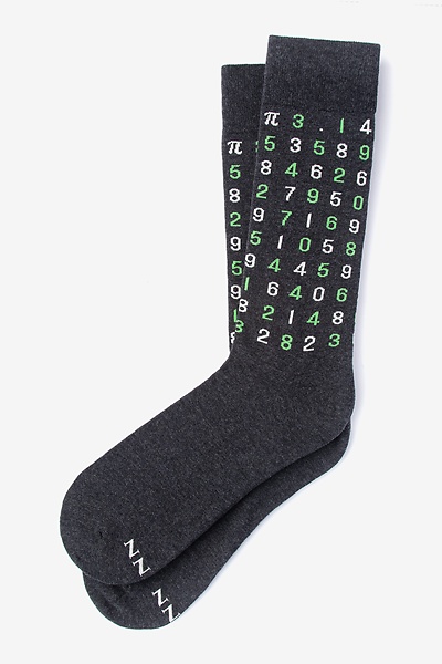 Black Carded Cotton 98 Digits of Pi Sock