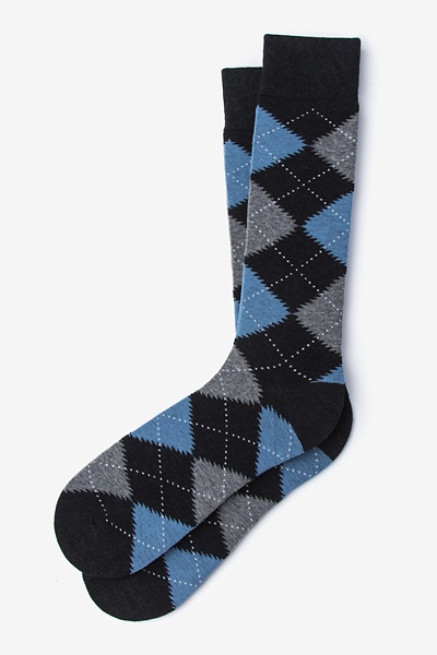 Black Carded Cotton Argyle Assassin Sock | Ties.com