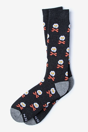 _Bacon & Eggs Breakfast Black Medium-Large Sock_