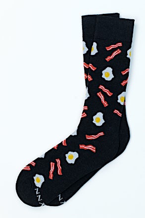 Bacon & Eggs Black Medium-Large Sock