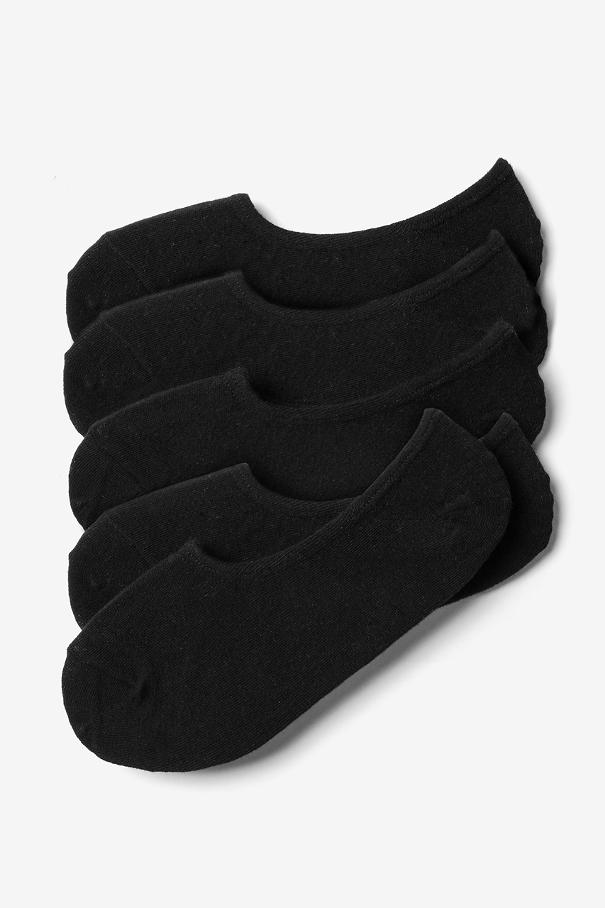 Black Carded Cotton Black No-Show 5 Sock Pack | Ties.com