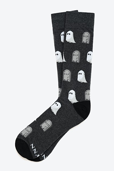 Black Carded Cotton Boo Medium-Large Sock