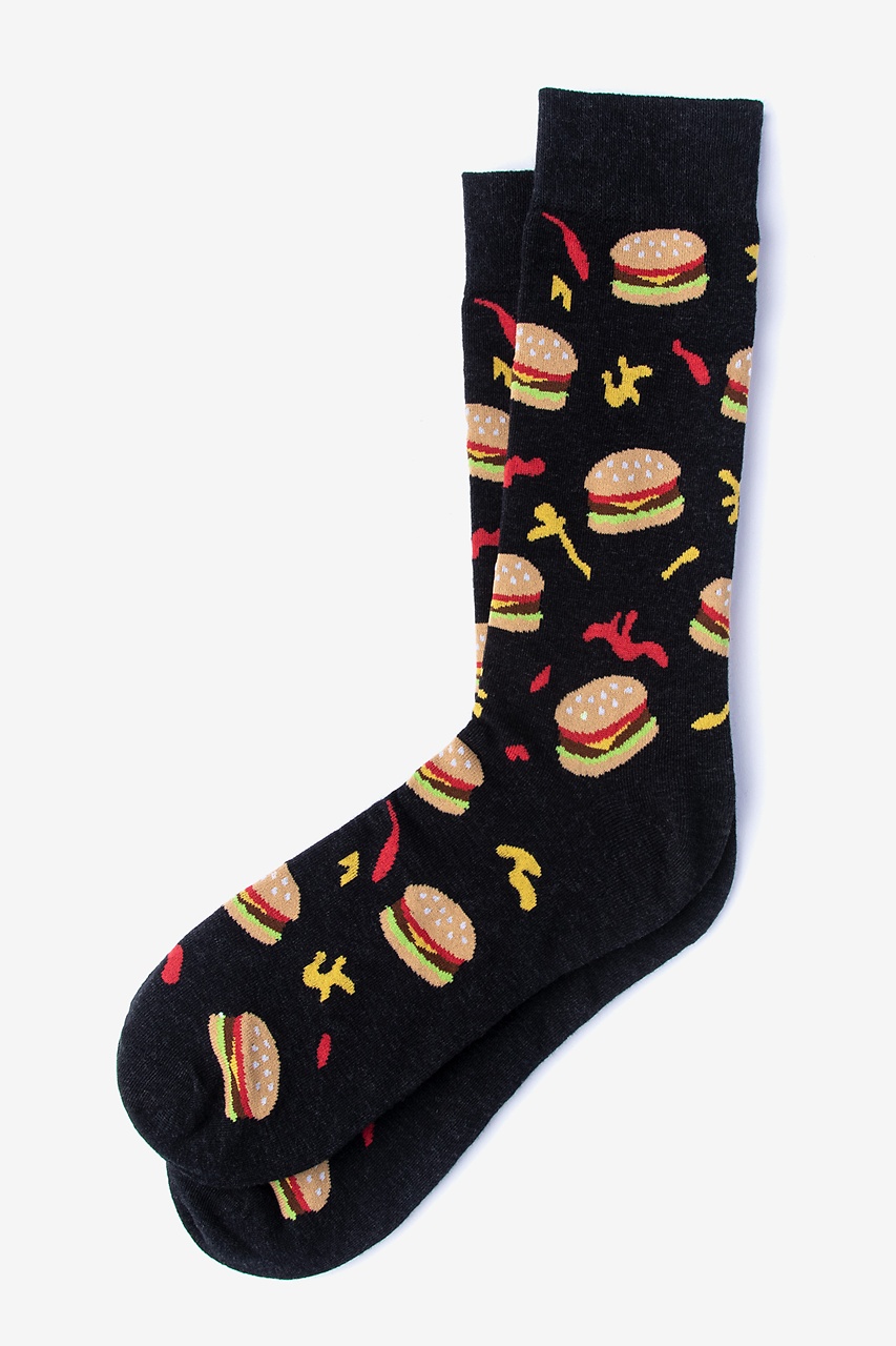 Black Hamburger Socks | Food Socks | Ties.com