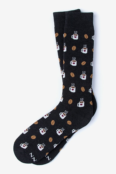 Black Carded Cotton But First, Coffee Medium-Large Sock