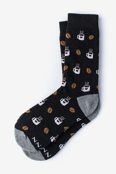 Black Carded Cotton But First, Coffee Small-Medium Sock