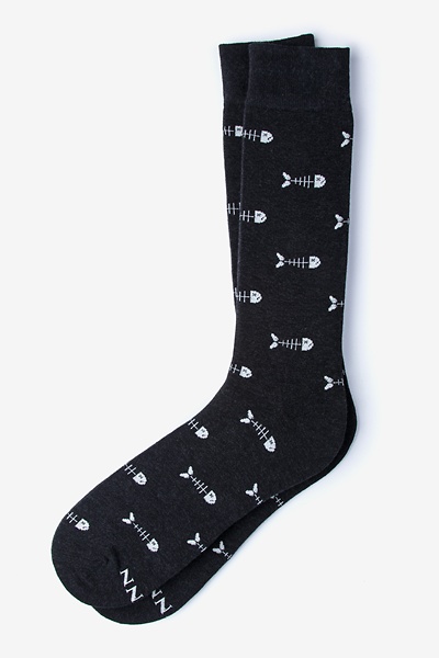 Black Carded Cotton Fish out of water Medium-Large Sock