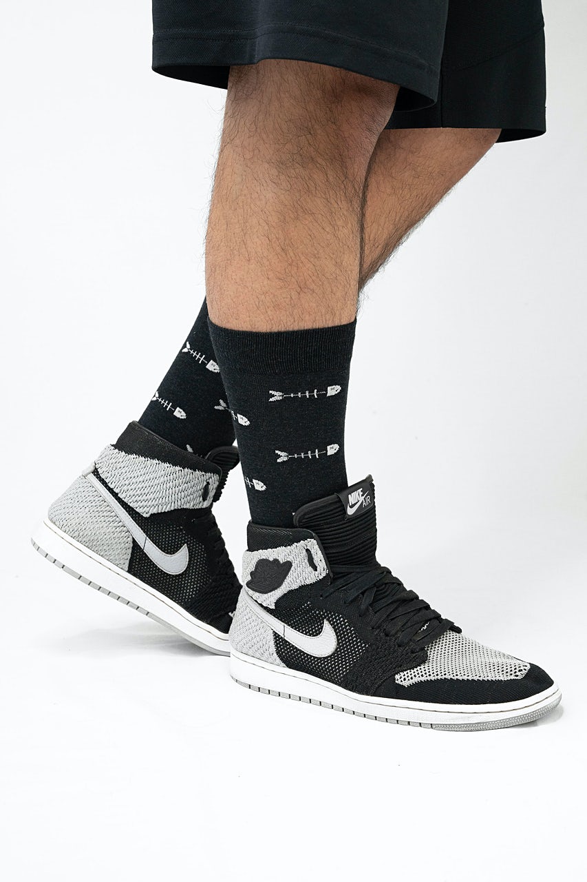 Black Fish Bone Water Sock | Fish Sock | Ties.com