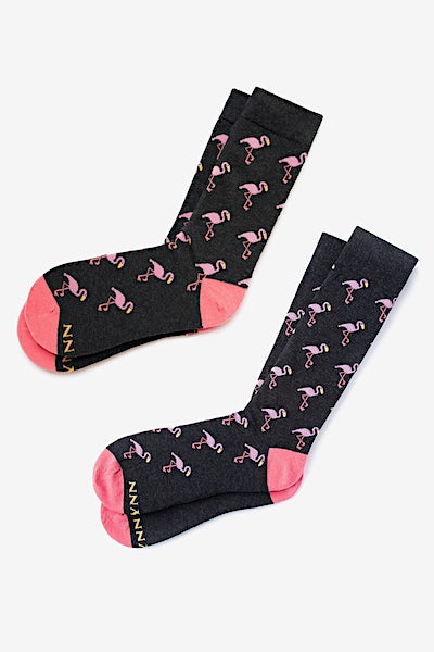 Black Carded Cotton Flocking Fabulous His & Hers Socks | Ties.com