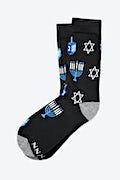 Happy Hannukah Black His & Hers Socks Photo (3)