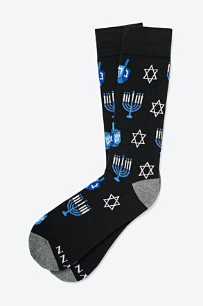 _Happy Hanukkah Black Medium-Large Sock_