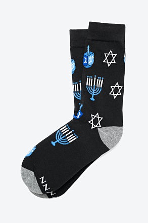 _Happy Hanukkah Black Small-Medium Sock_