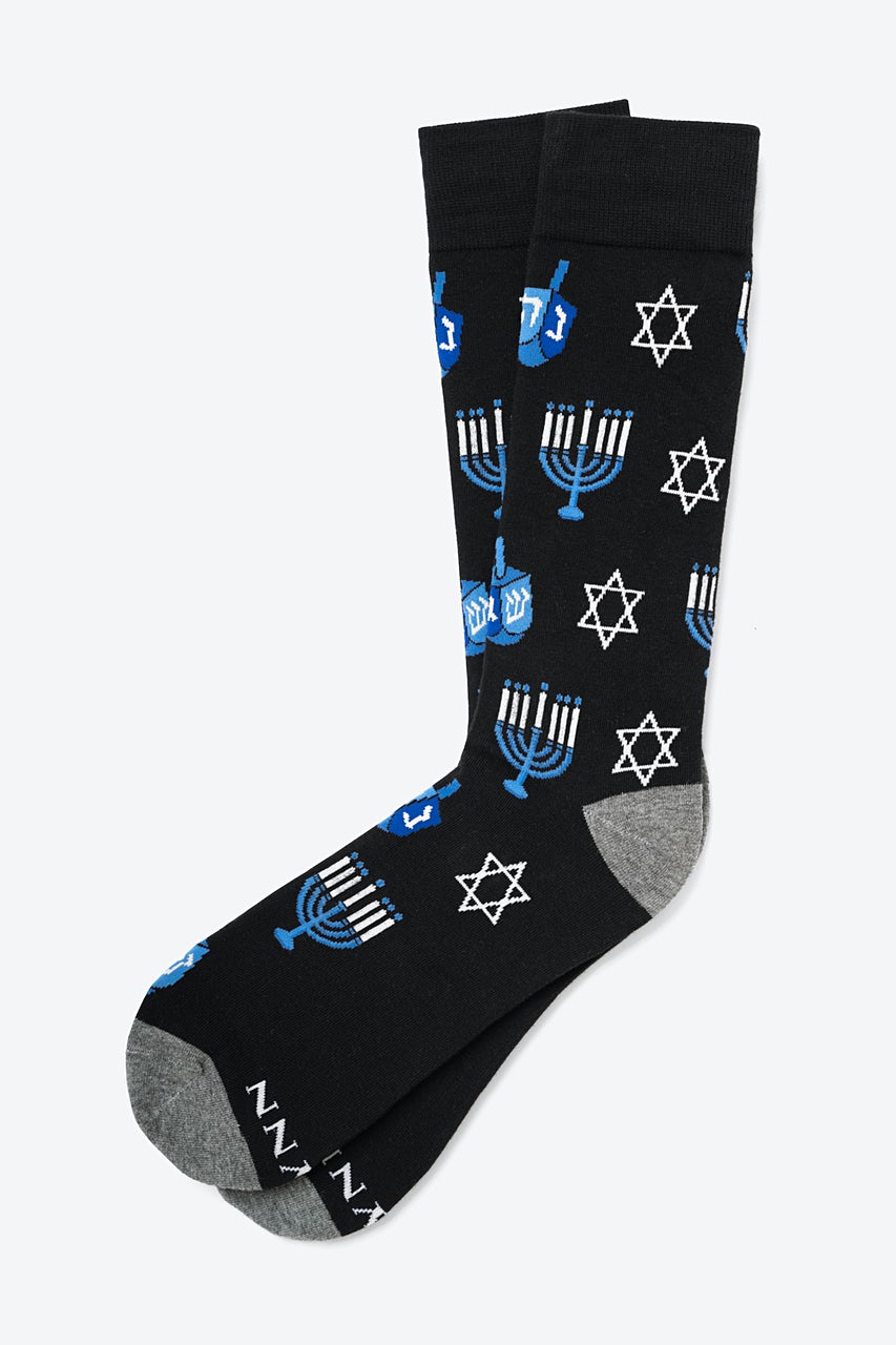 Happy Hanukkah Black Sock Photo (0)