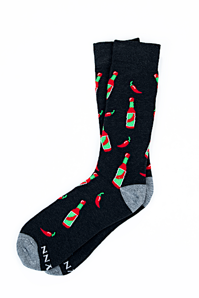 Black Carded Cotton Hey Hot Stuff Medium-Large Sock