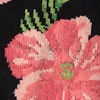 Black Carded Cotton Hibiscus Floral Medium-Large Sock