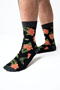 Hibiscus Floral Black Medium-Large Sock Photo (2)