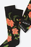 Hibiscus Floral Black Sock Photo (1)
