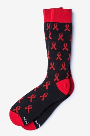 HIV/AIDS Awareness Black Sock