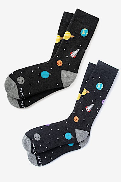 Black Carded Cotton I Need My Space His & Hers Socks