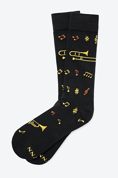 Black Carded Cotton Jazz It Up Medium-Large Sock