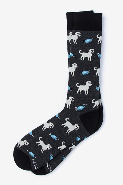 Black Carded Cotton Man's BFF Medium-Large Sock
