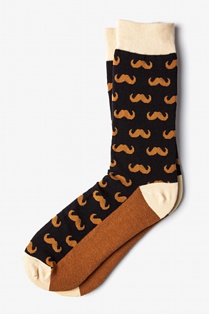 Mustache Black Sock