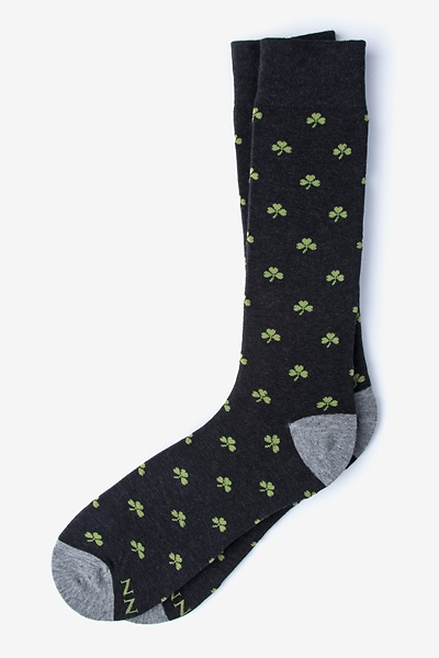 Black Carded Cotton My Lucky | Shamrock Medium-Large Sock