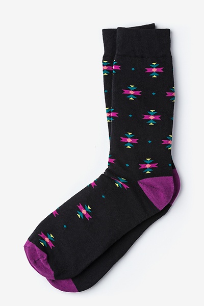 Black Carded Cotton Norwalk Medium-Large Sock