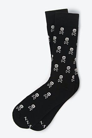 Skulls & Crossbones Black Medium-Large Sock
