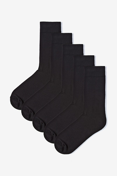 Black Carded Cotton Solid Heather Black 5 Sock Pack | Ties.com
