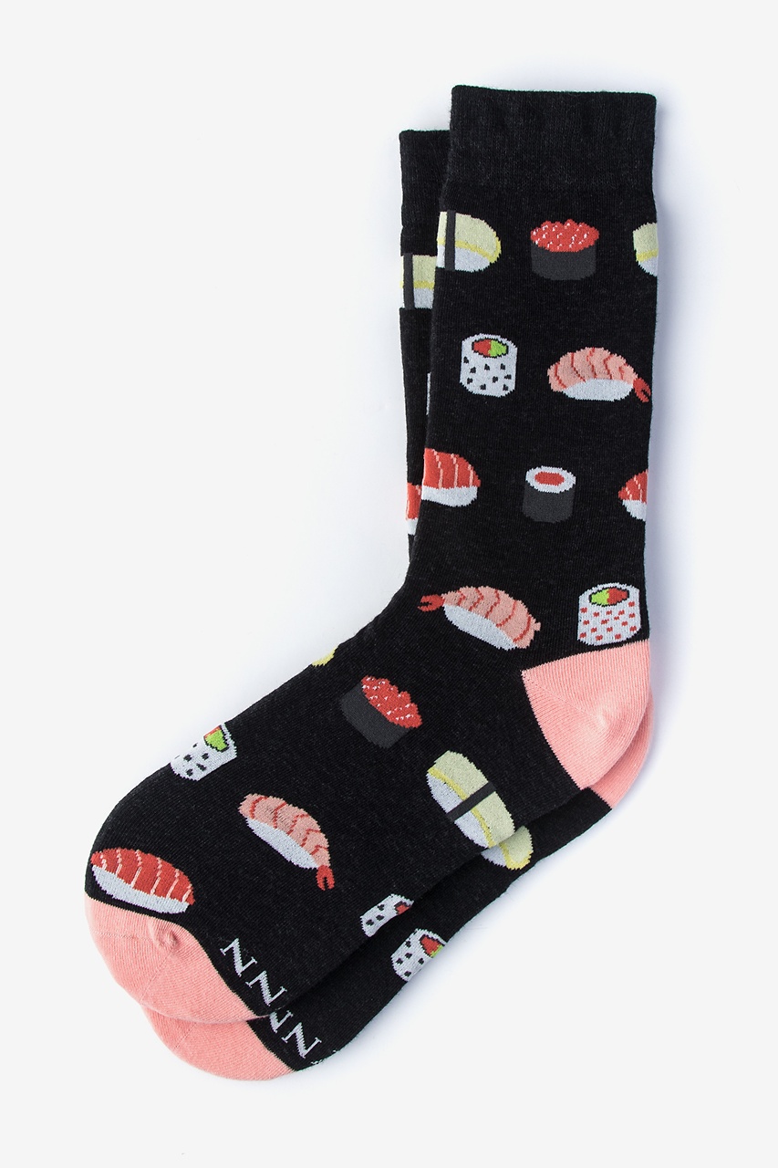 Black Sushi Women's Socks | Foodie Seafood Socks | Ties.com