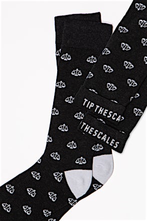Gray Carded Cotton Tip the Scales | Scales of Justice | Lawyer Medium-Large Sock