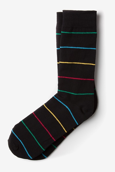 Black Cotton Whittier Striped Sock | Ties.com
