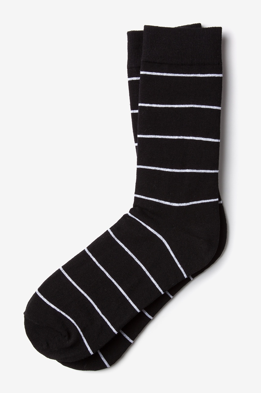Black Cotton Whittier Stripe Sock