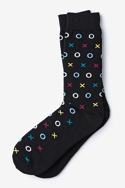 Black Carded Cotton XOXO Medium-Large Sock