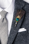 Peacock Feather Black Lapel Pin Photo (1)