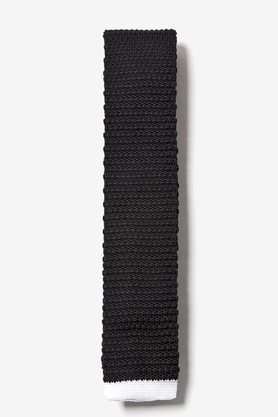 Black Knit Contrasting Tip Knit Skinny Tie | Ties.com