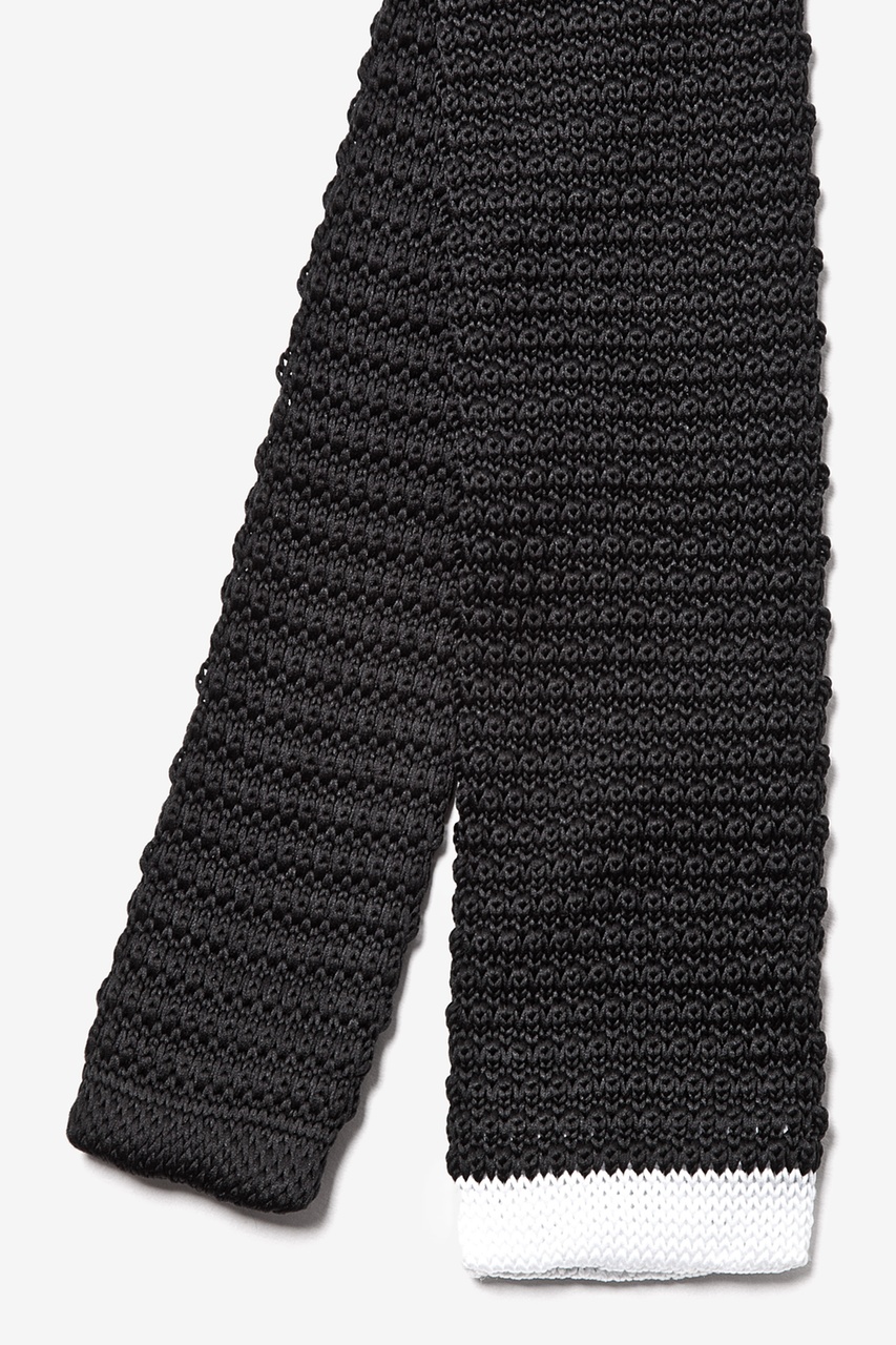 Black Knit Contrasting Tip Knit Skinny Tie