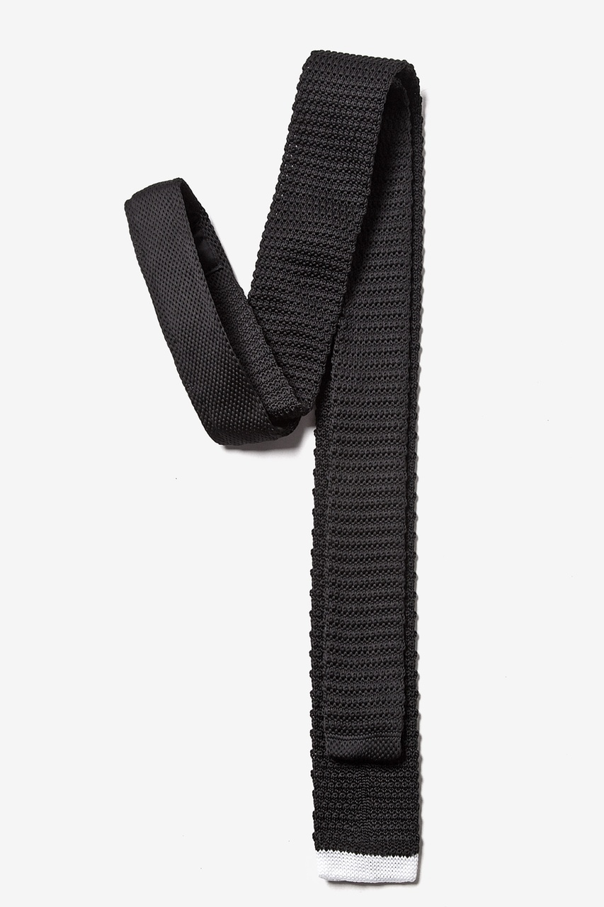 Black Knit Contrasting Tip Knit Skinny Tie | Ties.com